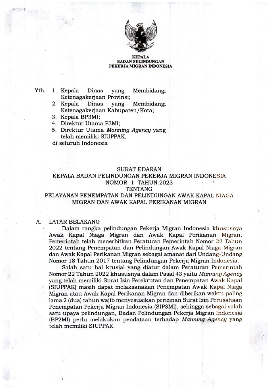 Preview of the Circular of the Head of BP3MI No. 1 of 2023